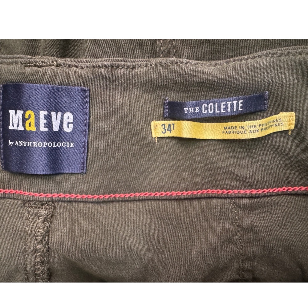 Maeve Anthropologie The Colette Wide Leg Pants Green Linen Blend Size 34T Tall - Picture 8 of 10